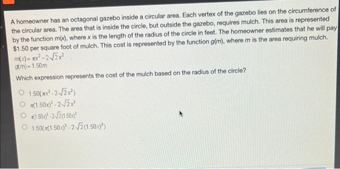 A homeowner has an octagonal gazebo