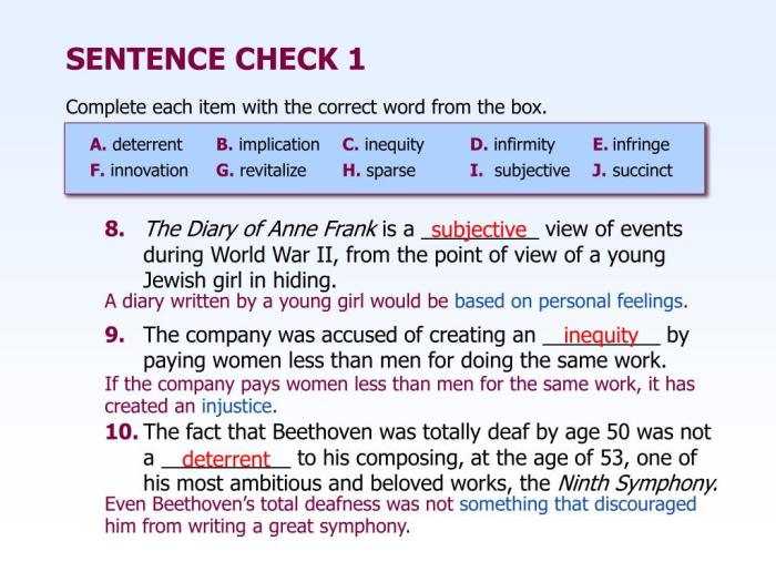 Chapter 2 sentence check 2 answers