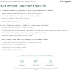 Displacement velocity and acceleration worksheet