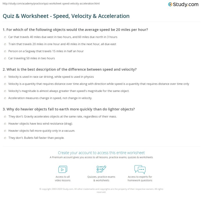 Displacement velocity and acceleration worksheet